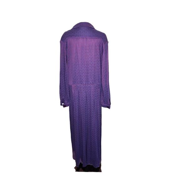 Vintage 80s Long Sleeve Maxi Shirt Dress Women 2XL Purple Knit - Picture 4 of 5